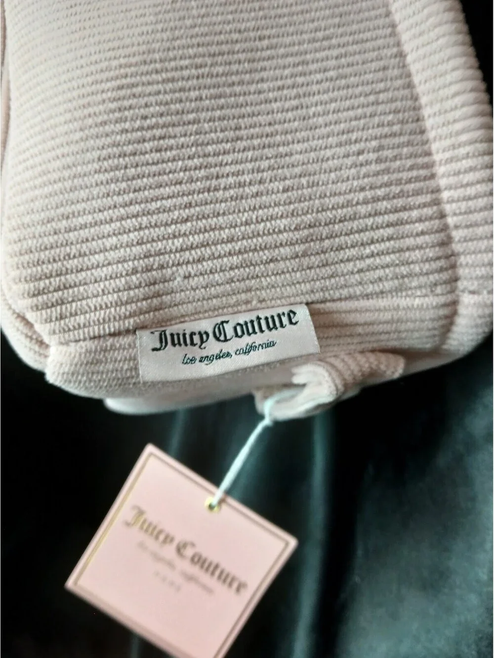 Juicy Couture Home Pink Corduroy Storage Basket Bin Gold JC Logo NWT
